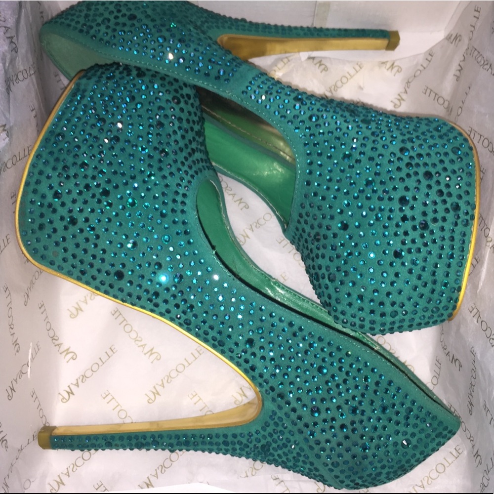 Mascotte Teal Platform Heels